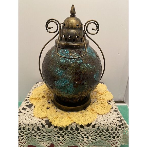 Turkish Moroccan  Mosaic Lamp Light Pendant Lantern icy blue, Green,‎ Brown. - Picture 11 of 11